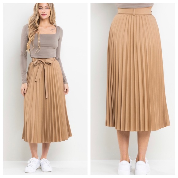 20 Chic Front Tie Pleated Long Skirt - Picture 5 of 7